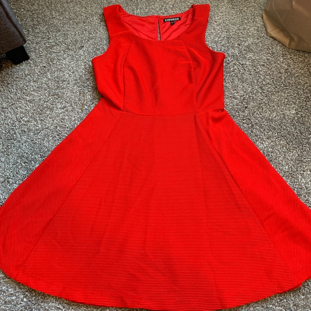 Red fit and flare express dress size small